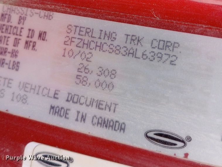 image for item NY9327 2003 Sterling Acterra dump truck