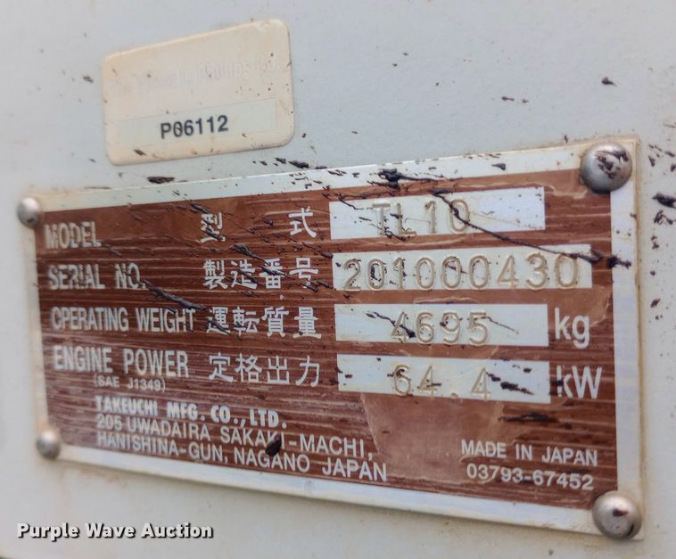 image for item NY9328 2013 Takeuchi TL10 tracked skid steer loader