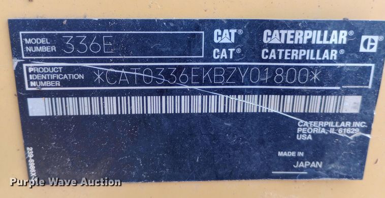 image for item NY9339 2012 Caterpillar 336E excavator