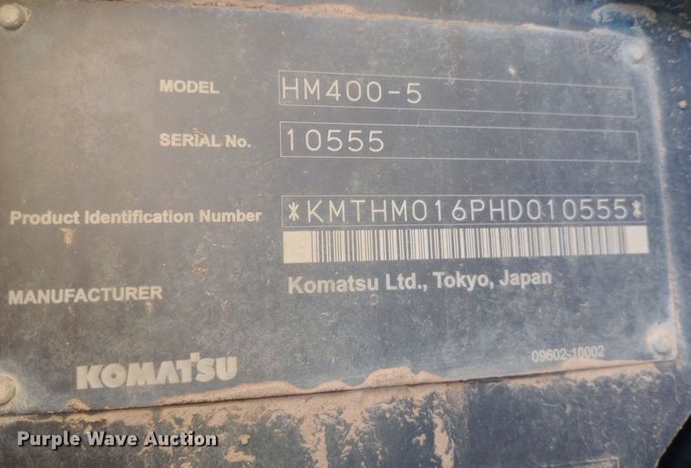 image for item NY9365 2017 Komatsu HM400-5 haul truck