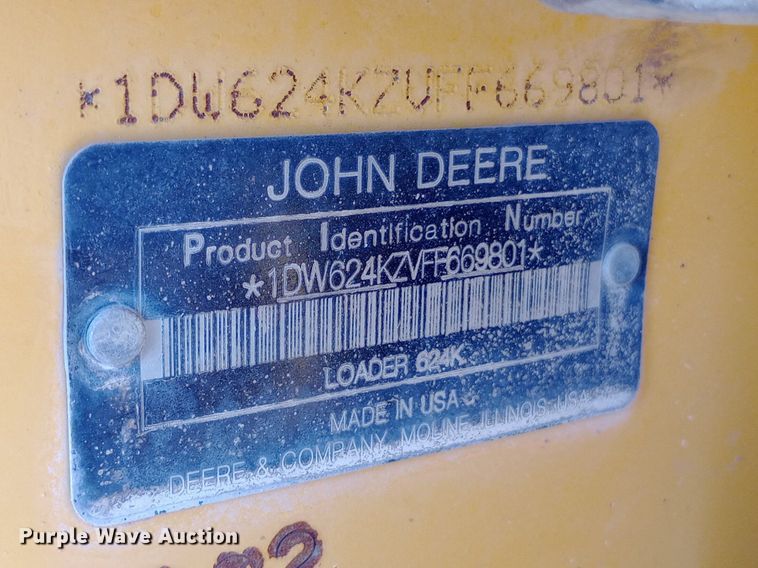 image for item NY9389 2015 John Deere 624K wheel loader