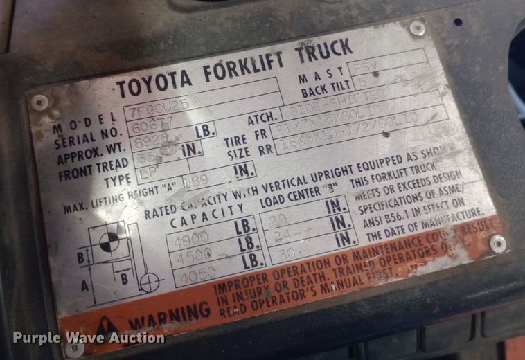 image for item NY9402 1999 Toyota 7FGCU25 forklift