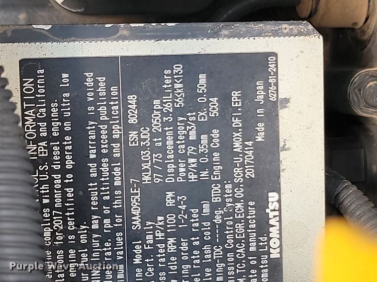 image for item OD9619 2017 Komatsu PC138USLC-11 excavator