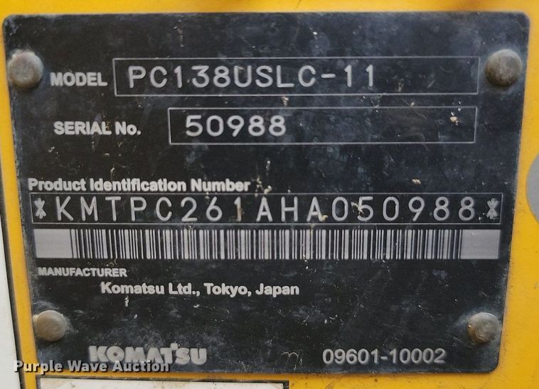 image for item OD9619 2017 Komatsu PC138USLC-11 excavator