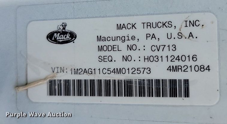 image for item OD9627 2004 Mack  CV713 dump truck