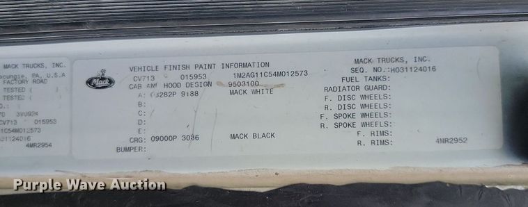 image for item OD9627 2004 Mack  CV713 dump truck