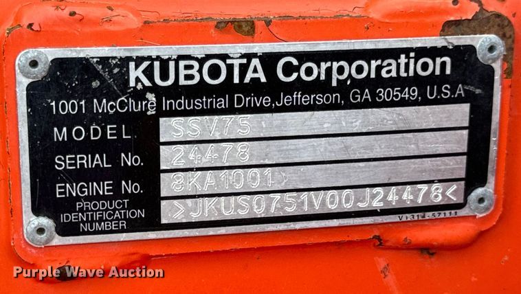 image for item OF9859 2019 Kubota SSV75 skid steer loader