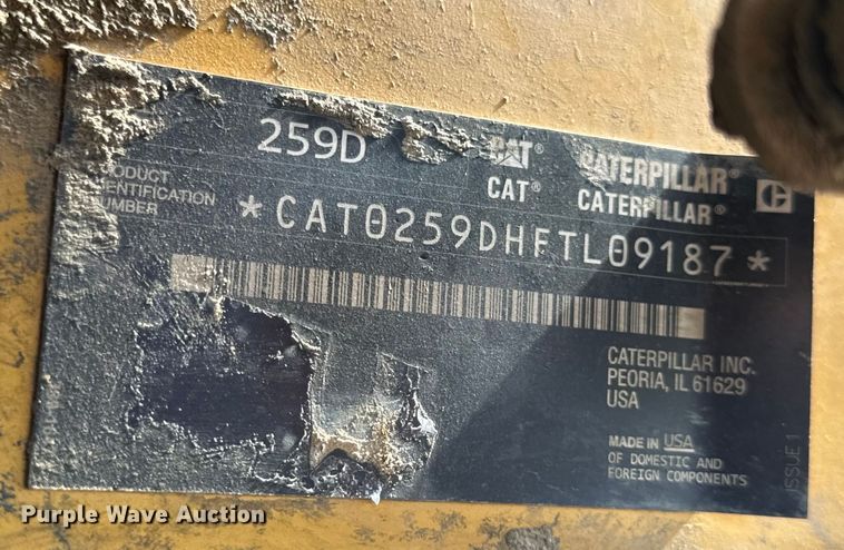 image for item OF9877 2016 Caterpillar  259D tracked skid steer loader