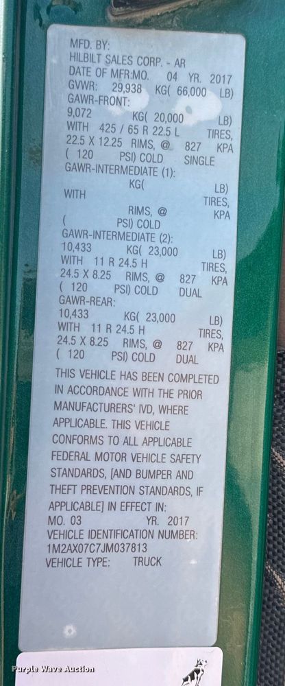 image for item OF9880 2018 Mack GU713 dump truck