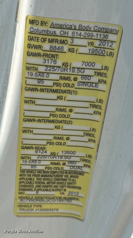 image for item OF9886 2012 Dodge Ram 5500HD utility / service truck