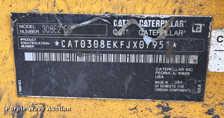 image for item OF9892 2017 Caterpillar 308E2 CR mini excavator