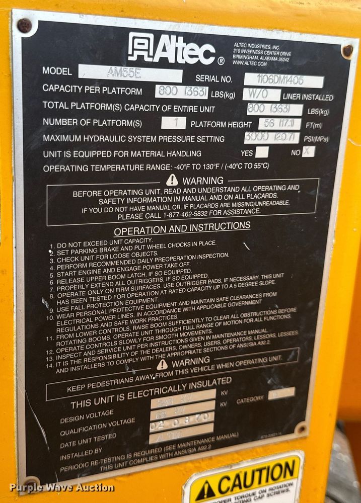 image for item OF9908 Altec bucket truck bed