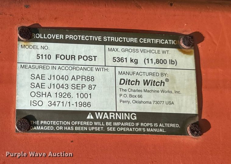 image for item OG9581 2001 Ditch Witch 5110 trencher