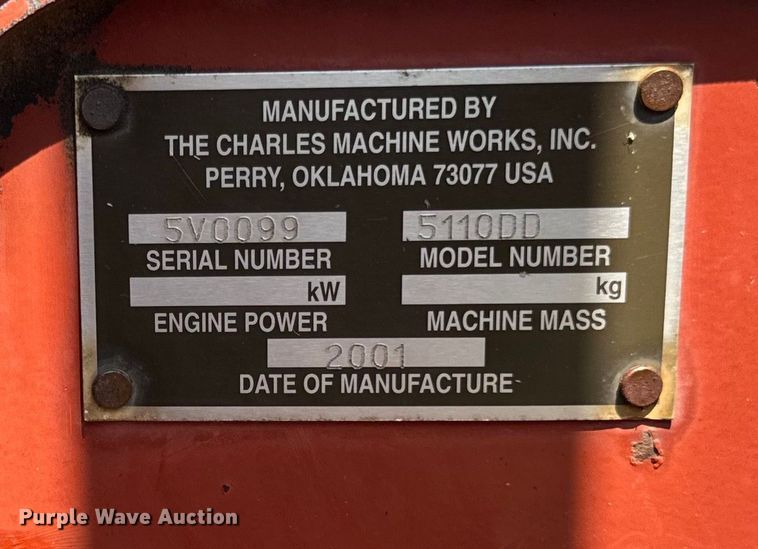 image for item OG9581 2001 Ditch Witch 5110 trencher