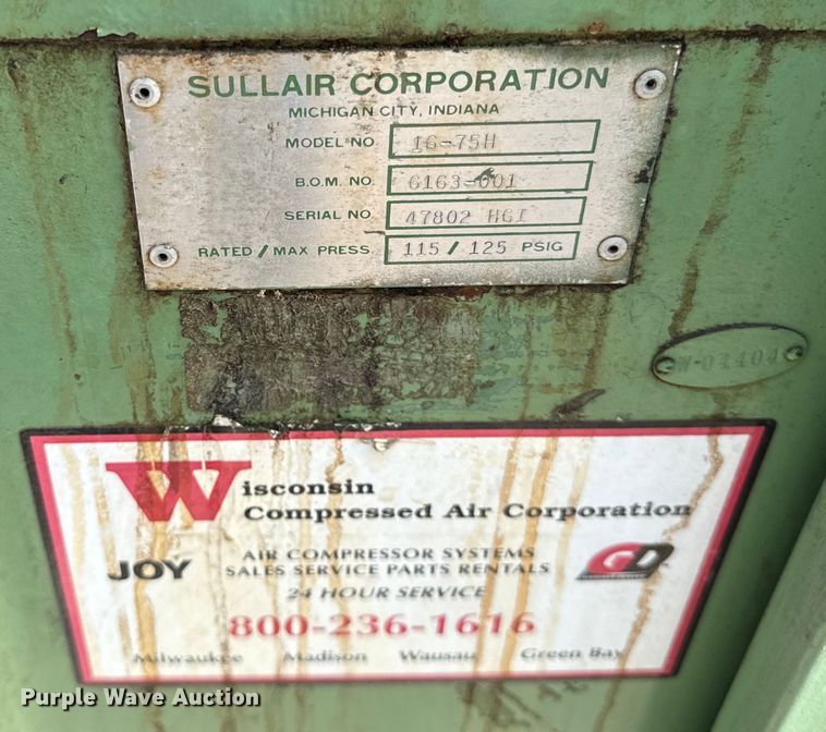 image for item OG9583 Sullair 16-75H air compressor