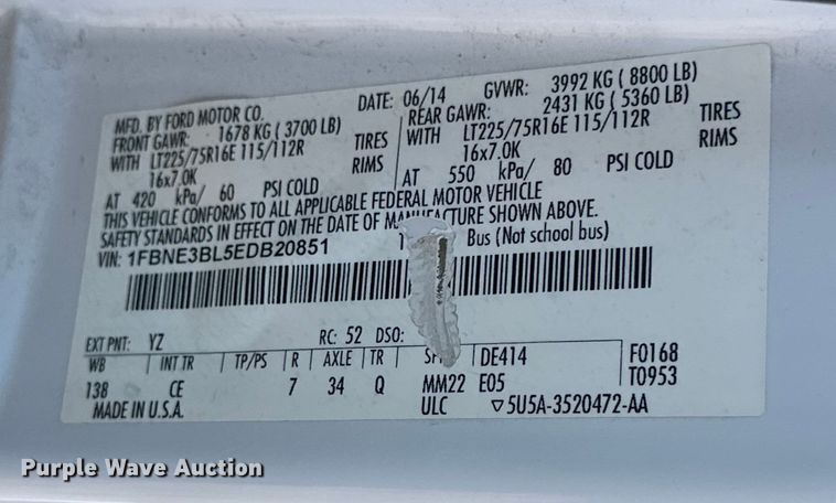 image for item DG4460 2014 Ford E350 Super Duty XL van