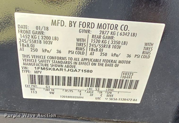 image for item DQ4487 2018 Ford Explorer Police Interceptor  SUV