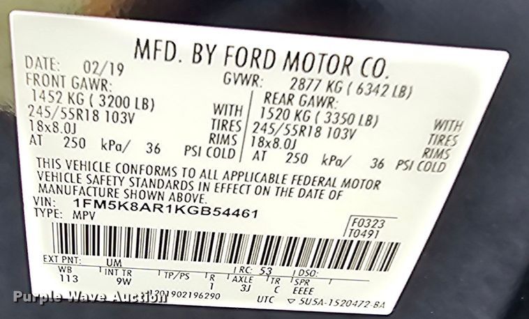 image for item DQ4488 2019 Ford Explorer Police Interceptor  SUV