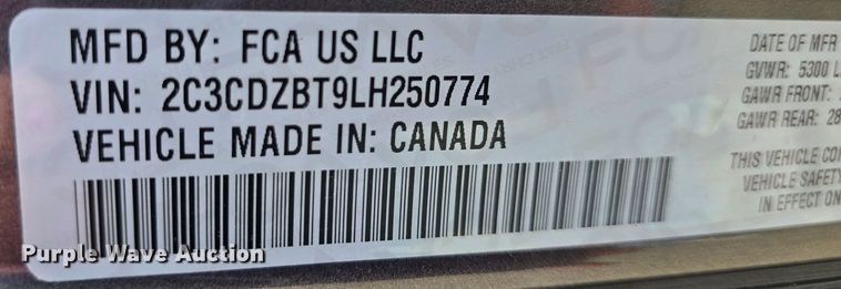 image for item DQ4511 2020 Dodge Challenger 