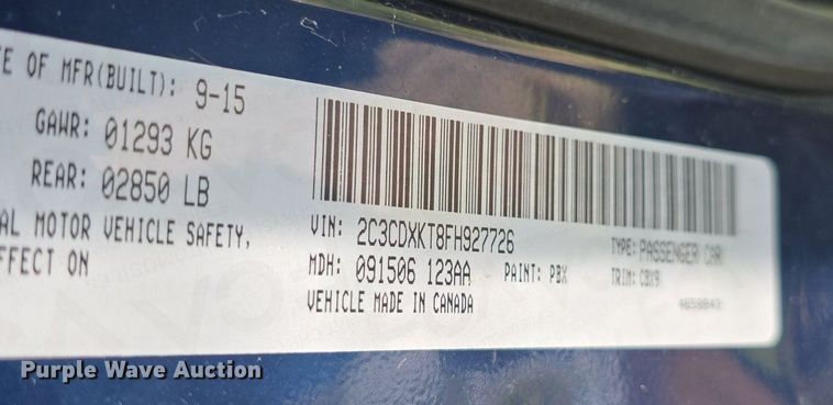 image for item DQ4518 2015 Dodge  Charger Police 