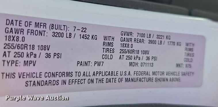 image for item DQ4536 2022 Dodge Durango H4 SUV