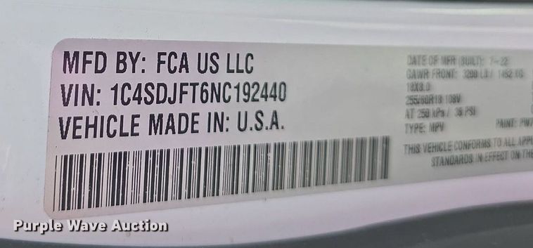 image for item DQ4536 2022 Dodge Durango H4 SUV