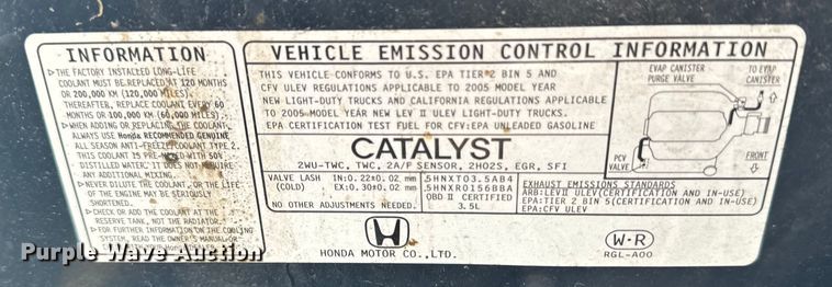 image for item DQ6912 2005 Honda Odyssey van