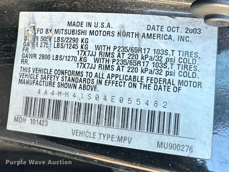 image for item DQ6914 2004 Mitsubishi  Endeavor SUV