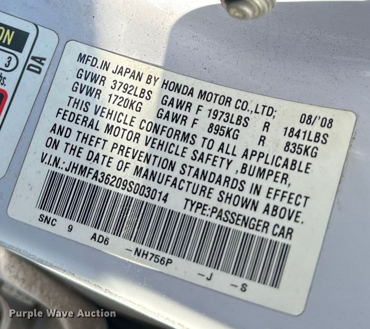 image for item DQ6918 2009 Honda Civic 