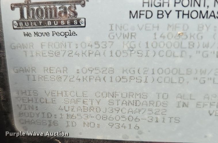 image for item DS4654 2009 Freightliner B2B school bus