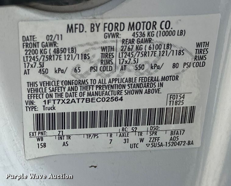 image for item EG0503 2011 Ford F250 Super Duty SuperCab pickup truck