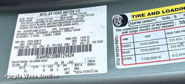 image for item EG0505 2008 Ford Fusion 