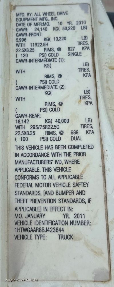 image for item EG0523 2011 International 7400 dump truck