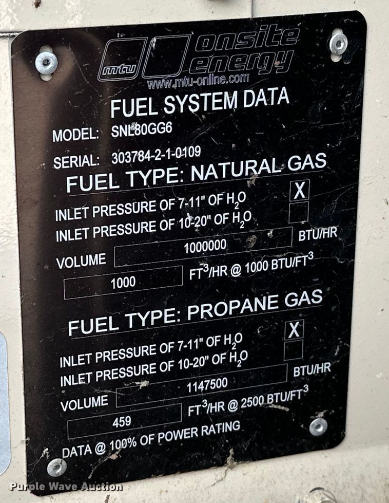 image for item EG0525 2009 Katolight SNL80GG6 generator