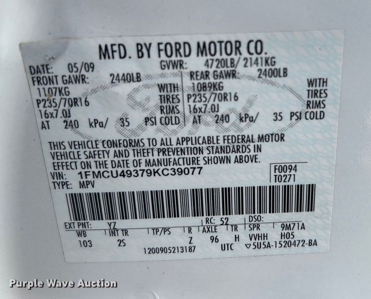 image for item EG0535 2009 Ford Escape Hybrid SUV