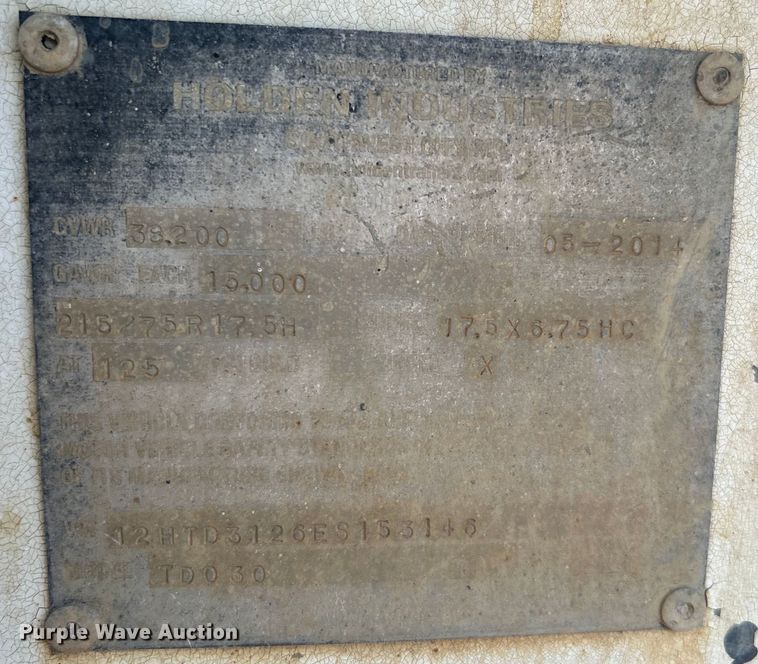 image for item EG0556 2014 Holden 30K equipment trailer