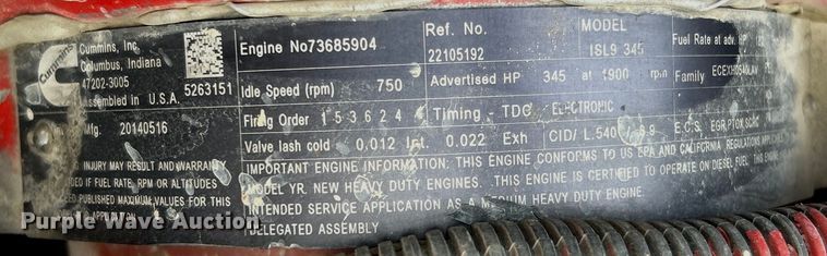 image for item EG0559 2015 Mack Granite GU533 roll-off container truck