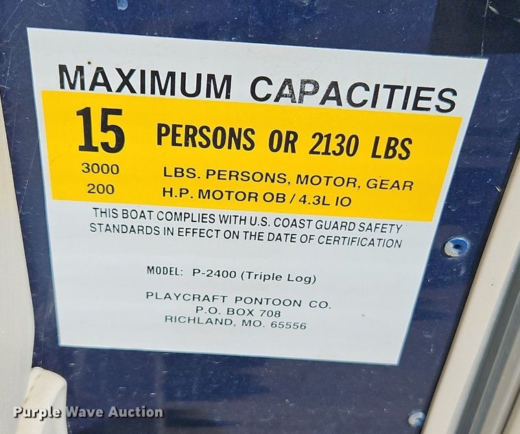 image for item EI3974 2016 Play Craft Clipper 2400 pontoon boat