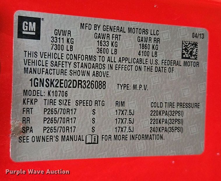 image for item EI8172 2013 Chevrolet  Tahoe SUV