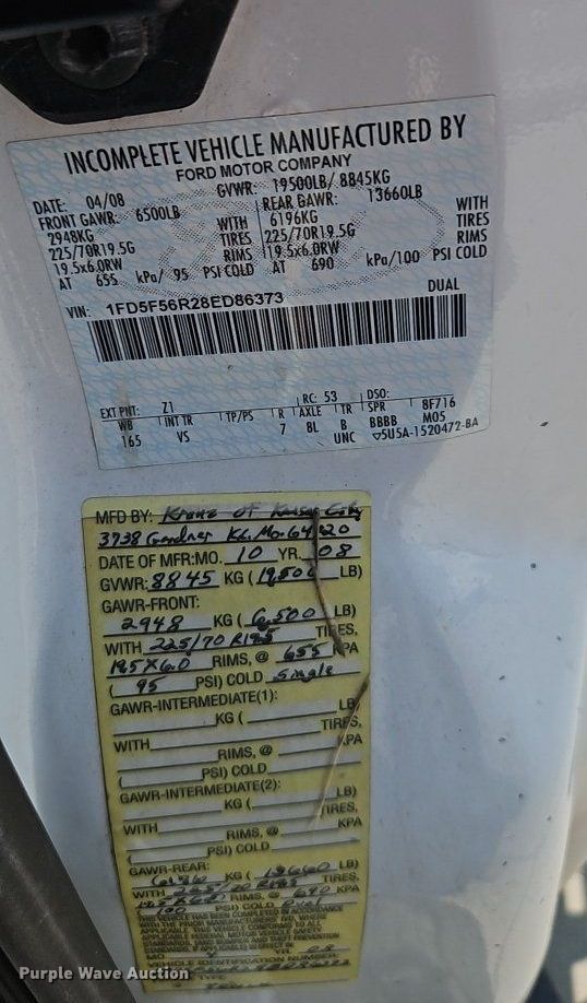 image for item EI8173 2008 Ford  F550 Super Duty XL bucket truck