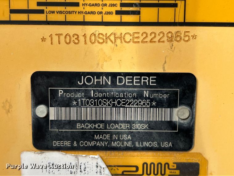 image for item EJ2843 2012 John Deere  310SK backhoe