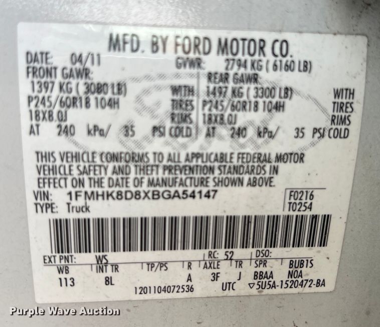 image for item EJ2846 2011 Ford Explorer SUV