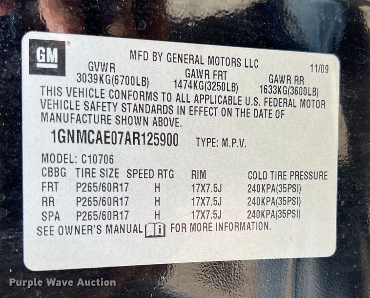 image for item EJ2852 2010 Chevrolet  Tahoe SUV