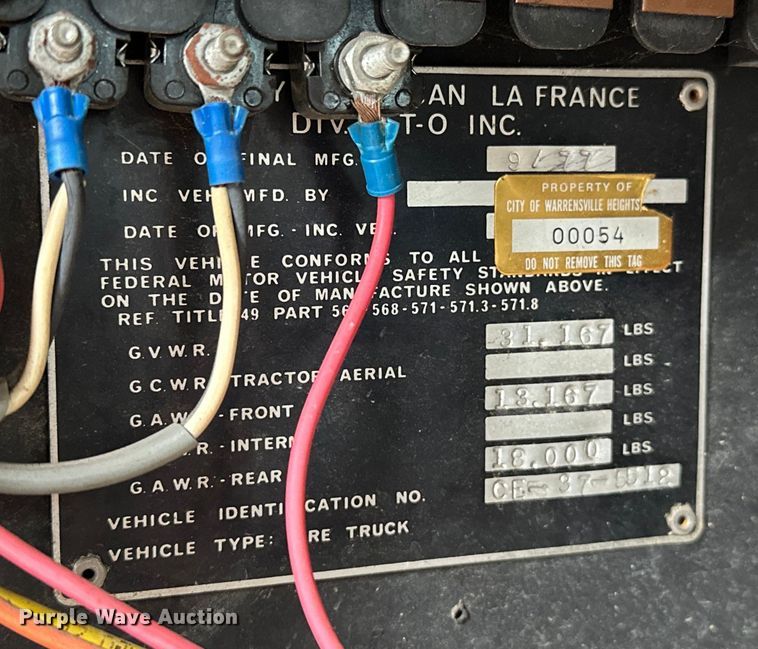 image for item EJ4436 1977 American LaFrance  pumper fire truck