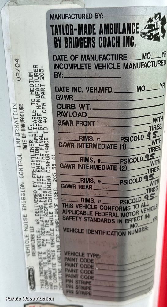 image for item EJ4452 2004 Freightliner  Business Class M2 ambulance