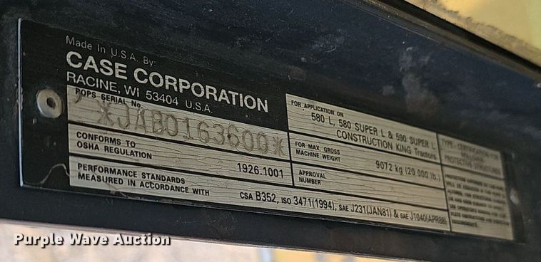 image for item EJ5778 1999 Case  580 Super L backhoe