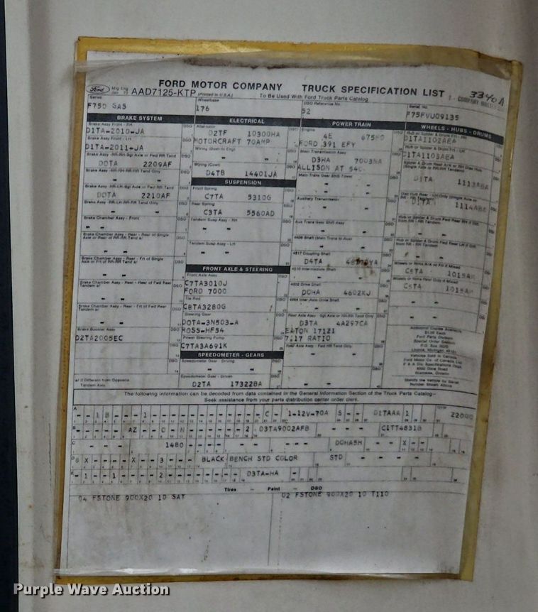 image for item EJ5781 1974 Ford F750 pumper fire truck