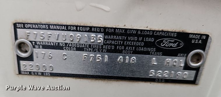 image for item EJ5781 1974 Ford F750 pumper fire truck