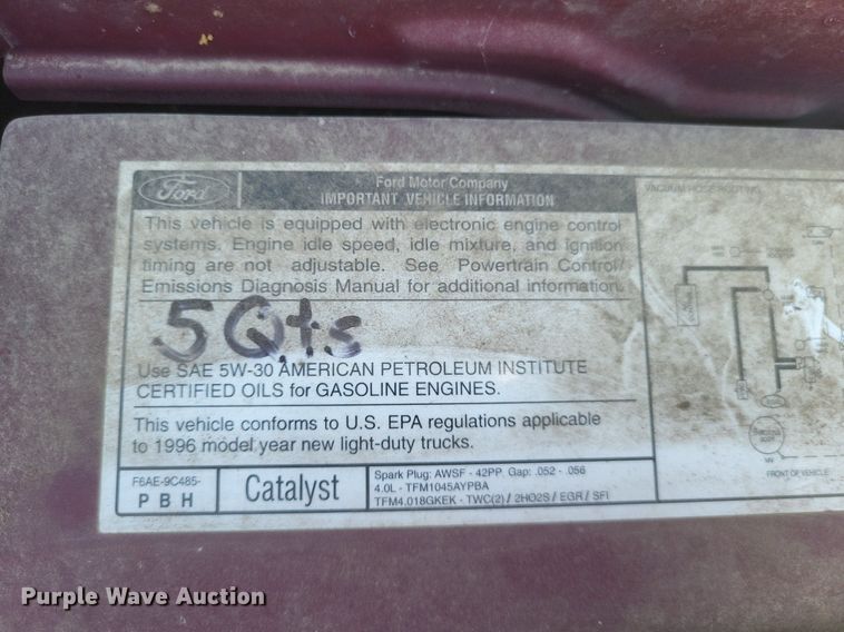 image for item EJ8018 1996 Ford  Ranger XLT pickup truck