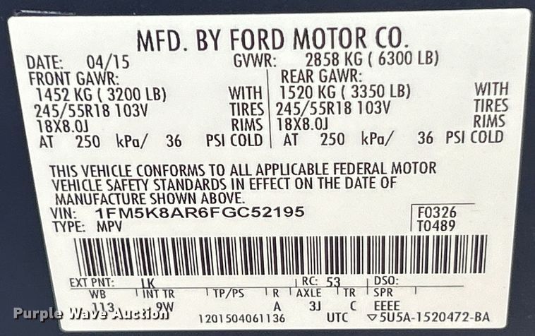 image for item EK3022 2015 Ford Explorer SUV